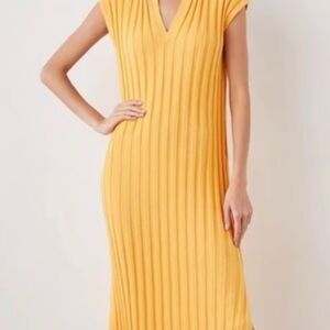Yellow Ribbed Knit Dress Rails